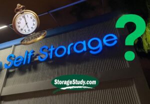 An image suggesting when to invest in self storage with a clock and a storage facility in the background